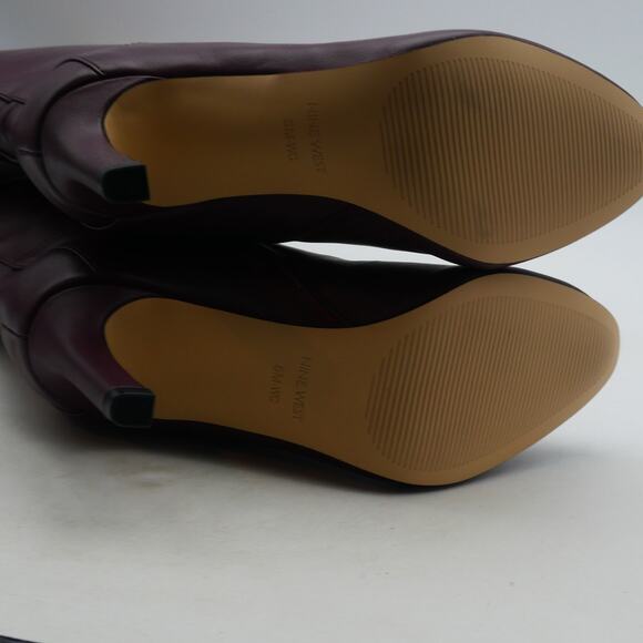 NEW Nine West Women's 5 WIDE CALF Sancha Knee High Boots Red Leather Heels - Picture 9 of 12